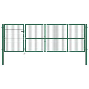 vidaXL z&ouml;ld ac&eacute;lker&iacute;t&eacute;s ker&iacute;t&eacute;skapu oszlopokkal 350 x 100 cm