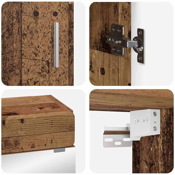 vidaXL F&uuml;rdőszoba b&uacute;tor szett fi&oacute;kkal polcokkal TULUM &Ouml;reg fa Faanyag