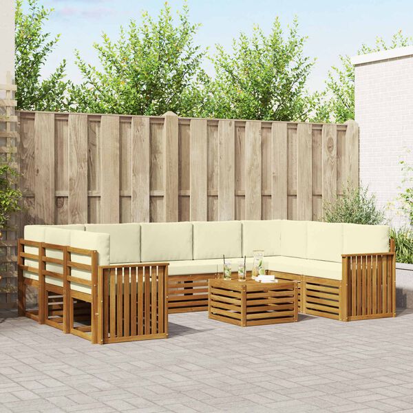 vidaXL &Uuml;lőgarnit&uacute;r&aacute;k 10 pcs Term&eacute;szetes &eacute;s kr&eacute;msz&iacute;nű T&ouml;m&ouml;r Ak&aacute;cfa