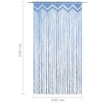 vidaXL kék makramé pamutfüggöny 140 x 240 cm