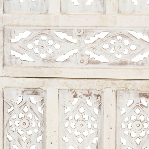 vidaXL 3-paneles fehér mangófa kézzel faragott térelválasztó 120x165cm