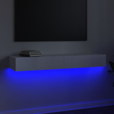 vidaXL magasfényű fehér TV-szekrény LED lámpákkal 120 x 35 x 15,5 cm