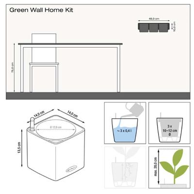 LECHUZA Green Wall Home Kit 3 db pala virágtartó