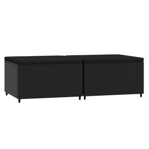 vidaXL 2 db fekete polyrattan kerti l&aacute;btart&oacute; p&aacute;rn&aacute;kkal