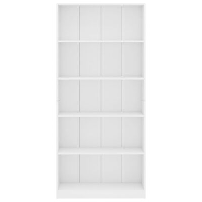 vidaXL 5-szintes fehér forgácslap könyvszekrény 80 x 24 x 175 cm