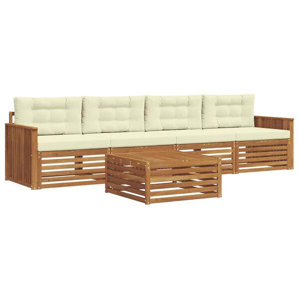 vidaXL K&uuml;lt&eacute;ri kanap&eacute; szett p&aacute;rn&aacute;val 5 pcs Term&eacute;szetes &eacute;s kr&eacute;msz&iacute;nű