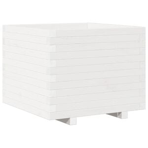 vidaXL feh&eacute;r t&ouml;m&ouml;r fenyőfa kerti vir&aacute;gl&aacute;da 60 x 60 x 49,5 cm
