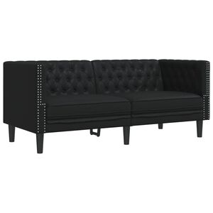 vidaXL 2 szem&eacute;lyes fekete műbőr Chesterfield kanap&eacute;
