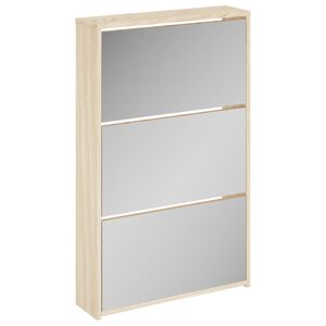 vidaXL 3 szintes t&ouml;lgyfa cipőszekr&eacute;ny t&uuml;k&ouml;rrel 63 x 17 x 102,5 cm