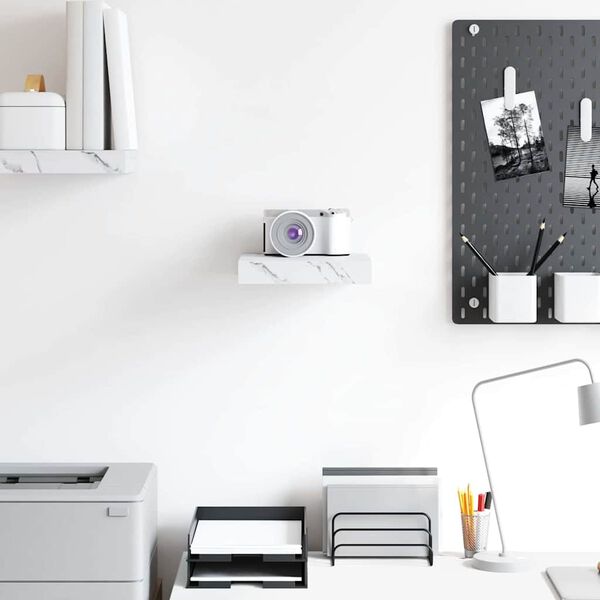 vidaXL Falpolc Falra szerelhető Feh&eacute;r m&aacute;rv&aacute;ny 23 x 23,5 x 4 cm Faanyag