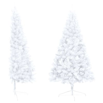 vidaXL fehér megvilágított fél műkarácsonyfa gömb szettel 210 cm