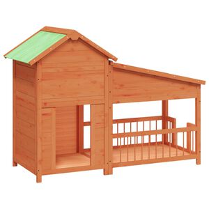 vidaXL m&eacute;zbarna t&ouml;m&ouml;r fenyőfa kutyakennel 143x60,5x109 cm