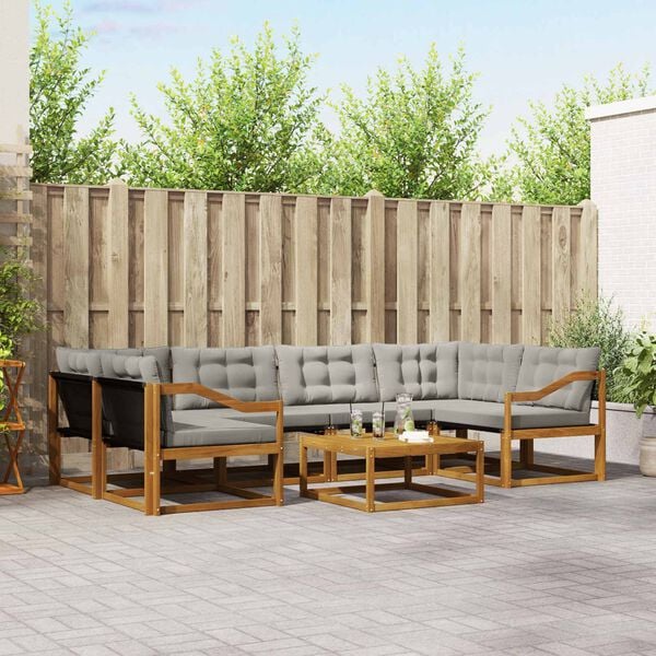 vidaXL K&uuml;lt&eacute;ri kanap&eacute; szett 7 pcs Term&eacute;szetes &eacute;s Vil&aacute;gossz&uuml;rke