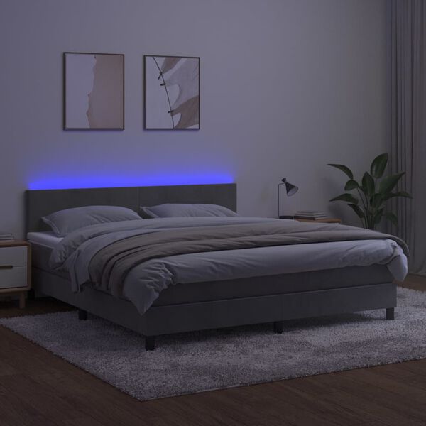 vidaXL vil&aacute;gossz&uuml;rke b&aacute;rsony rug&oacute;s &eacute;s LED-es &aacute;gy matraccal 180x200 cm