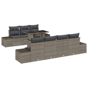 vidaXL Kanap&eacute; Szett p&aacute;rn&aacute;val 8 pcs Sz&uuml;rke polirattan