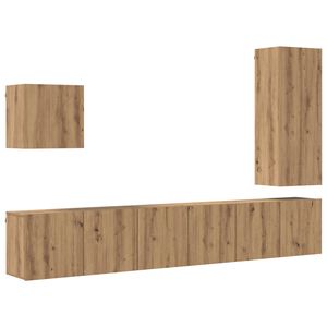 vidaXL TV faliszekr&eacute;ny Falra szerelhető 5 pcs Artisan t&ouml;lgy Faanyag