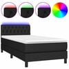 vidaXL fekete sz&ouml;vet rug&oacute;s &eacute;s LED-es &aacute;gy matraccal 90x190 cm