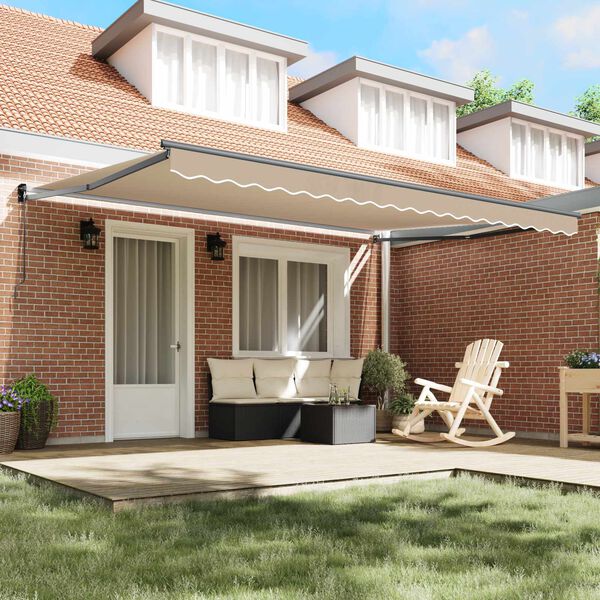 vidaXL Napernyő B&eacute;zs 450 x 300 x 165 cm Poli&eacute;szter &eacute;s f&eacute;m