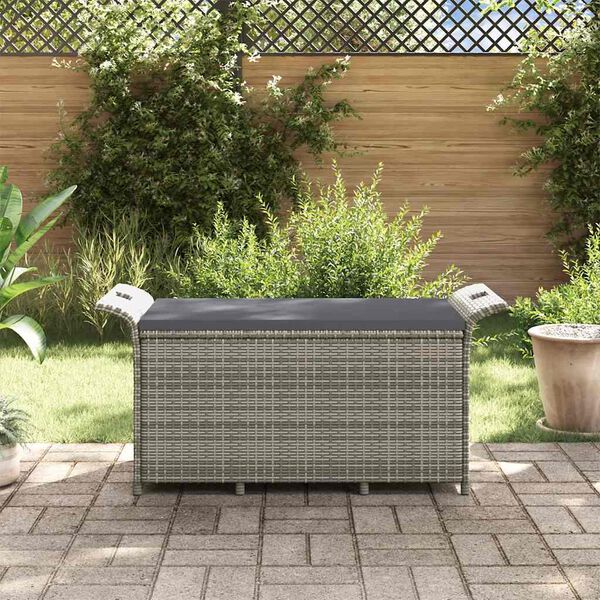 vidaXL barna polyrattan kerti pad párnával 116 x 46 x 57 cm