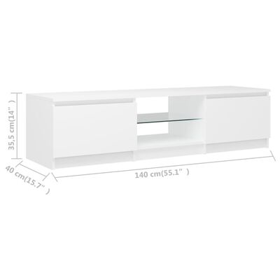 vidaXL fehér TV-szekrény LED-világítással 140 x 40 x 35,5 cm
