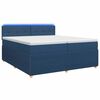 vidaXL Boxspring &aacute;gy matraccal LED szalagokkal K&eacute;k 200 x 200 cm Sz&ouml;vet