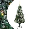 vidaXL Mű kar&aacute;csonyfa 150 LED-del Z&ouml;ld 150 cm PVC &eacute;s Ac&eacute;l &eacute;s Műanyag