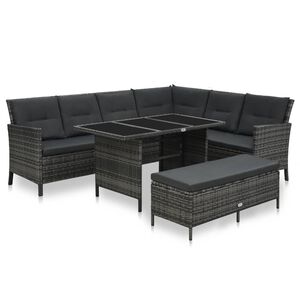 vidaXL 3-r&eacute;szes sz&uuml;rke polyrattan kerti b&uacute;torgarnit&uacute;ra p&aacute;rn&aacute;kkal