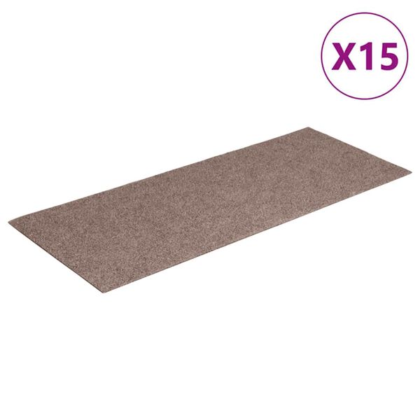 vidaXL 15 db öntapadós lépcsőszőnyeg 60 x 25 cm világosbarna téglalap alakú