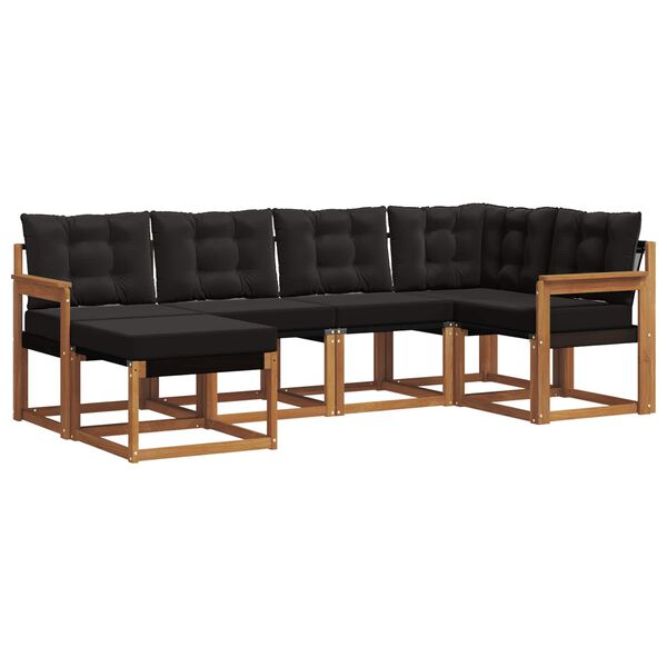 vidaXL K&uuml;lt&eacute;ri kanap&eacute; szett p&aacute;rn&aacute;val 6 pcs Term&eacute;szetes &eacute;s fekete