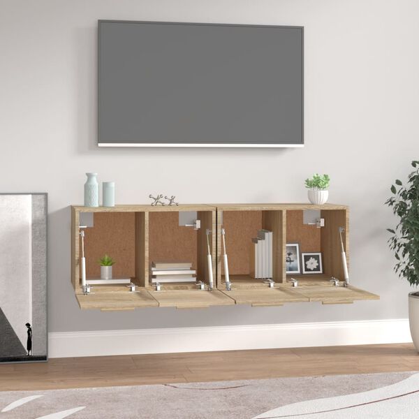 vidaXL 2 db sonoma t&ouml;lgy sz&iacute;nű szerelt fa faliszekr&eacute;ny 60x36,5x35 cm