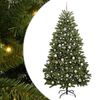 vidaXL Mű kar&aacute;csonyfa 210 cm 300 LED Meleg feh&eacute;r PVC &eacute;s Ac&eacute;l Z&ouml;ld