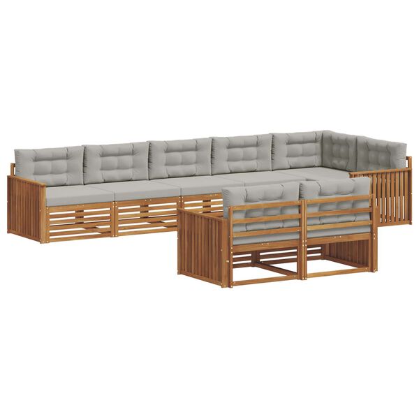 vidaXL K&uuml;lt&eacute;ri kanap&eacute; szett 8 pcs Term&eacute;szetes &eacute;s Vil&aacute;gossz&uuml;rke