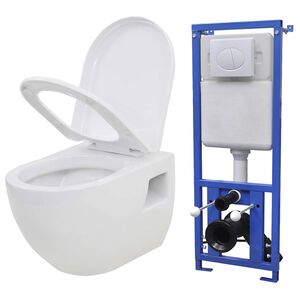 vidaXL falra szerelhető feh&eacute;r ker&aacute;mia WC rejtett &ouml;bl&iacute;tőtart&aacute;llyal