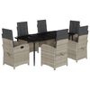 vidaXL 7 r&eacute;szes vil&aacute;gossz&uuml;rke polyrattan kerti &eacute;tkezőszett p&aacute;rn&aacute;val
