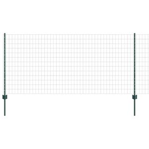 vidaXL Eur&oacute;pai ker&iacute;t&eacute;s oszloppal 25 x 1 m PVC-bevonatos ac&eacute;l Z&ouml;ld H&aacute;l&oacute;