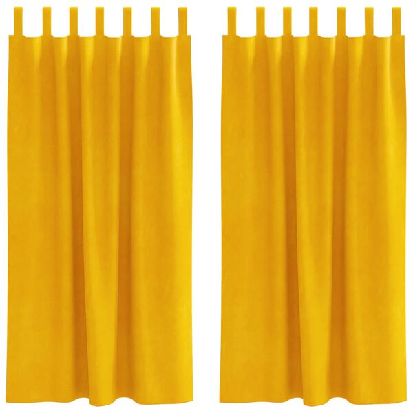 vidaXL Függönyök függönyökkel 2 pcs Mustár sárga 140 x 175 cm Bársony