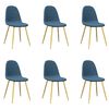 vidaXL 6 db kék bársony étkezőszék