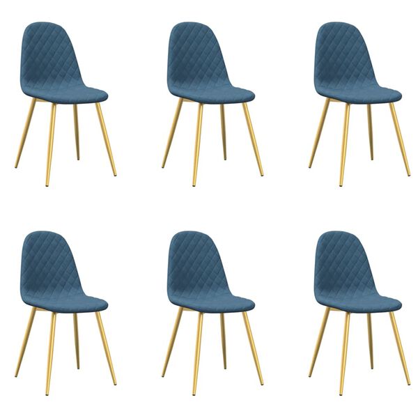vidaXL 6 db kék bársony étkezőszék