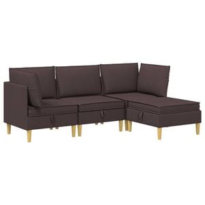 vidaXL Modul&aacute;ris kanap&eacute; szett t&aacute;rol&oacute;val 4 pcs S&ouml;t&eacute;t Barna Sz&ouml;vet