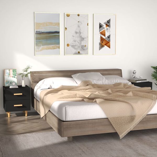 vidaXL 2 db fekete éjjeliszekrény 40 x 35 x 47,5 cm