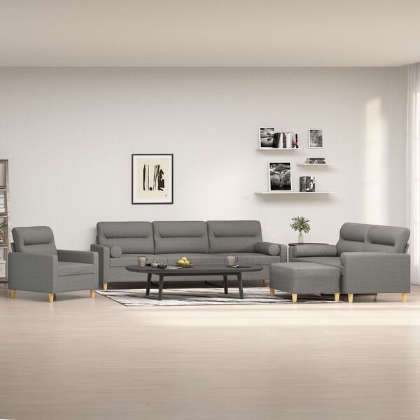 vidaXL 4 r&eacute;szes s&ouml;t&eacute;tsz&uuml;rke sz&ouml;vet &uuml;lőgarnit&uacute;ra d&iacute;szp&aacute;rn&aacute;kkal