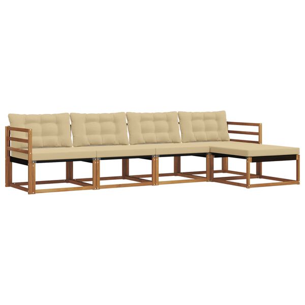 vidaXL K&uuml;lt&eacute;ri kanap&eacute; szett p&aacute;rn&aacute;val 5 pcs Term&eacute;szetes &eacute;s b&eacute;zs