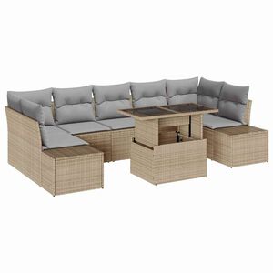 vidaXL Kerti Kanap&eacute; Szett 8 db Beige &eacute;s Vil&aacute;gossz&uuml;rke
