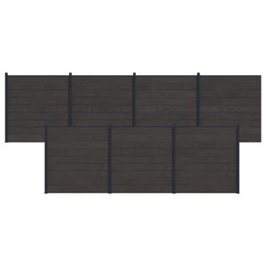 vidaXL Ker&iacute;t&eacute;s K&eacute;szlet 7 pcs 1218 x 186 cm WPC &eacute;s Alum&iacute;nium Fekete