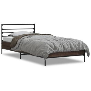 vidaXL barna t&ouml;lgysz&iacute;nű szerelt fa &eacute;s f&eacute;m &aacute;gykeret 90 x 200 cm