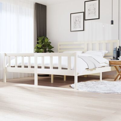 vidaXL fehér tömör fa ágykeret 200 x 200 cm