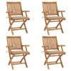 vidaXL 4 db összecsukható tömör tíkfa kerti szék párnákkal