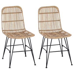 vidaXL &Eacute;tkezősz&eacute;k 2 db Rattan &eacute;s ac&eacute;l Term&eacute;szetes 41 x 55 x 85 cm