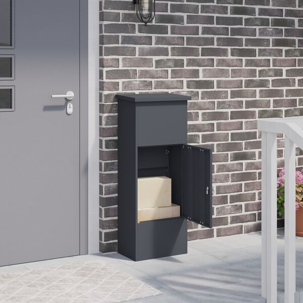 vidaXL Csomagz&aacute;r&oacute; doboz t&aacute;rol&oacute;val Antracit 44,5 x 29 x 110,5 cm Ac&eacute;l