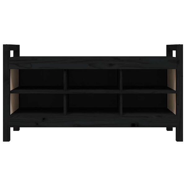 vidaXL fekete t&ouml;m&ouml;r fenyőfa előszoba pad 110x40x60 cm